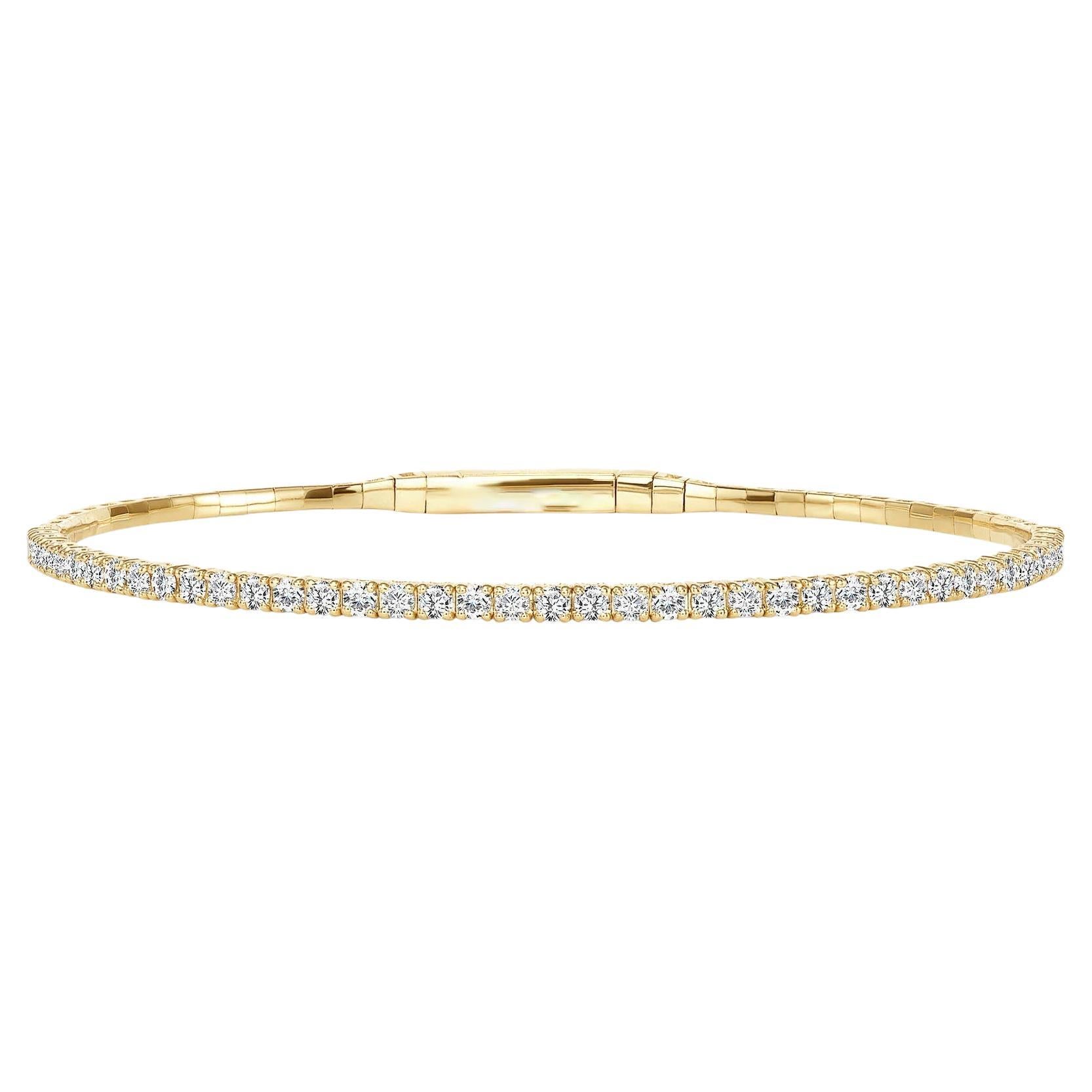 Bracelet ligne mince en or jaune 14 carats avec diamants