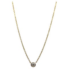 14K Gold Runde Lünette Set Diamant Halskette