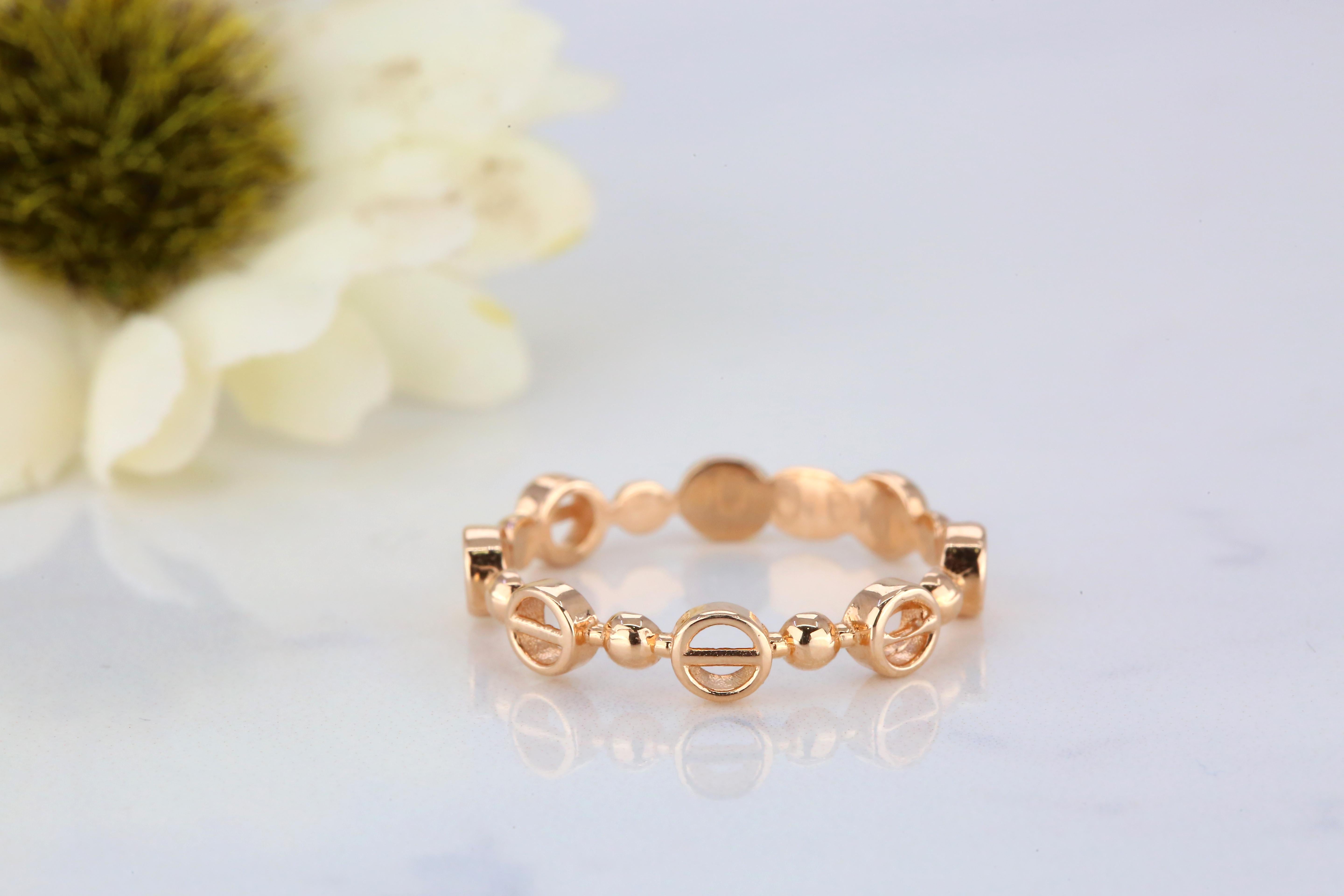 For Sale:  14K Gold Round Chain Link Ring, Modern Minimal Ring, Pinky Ring 5