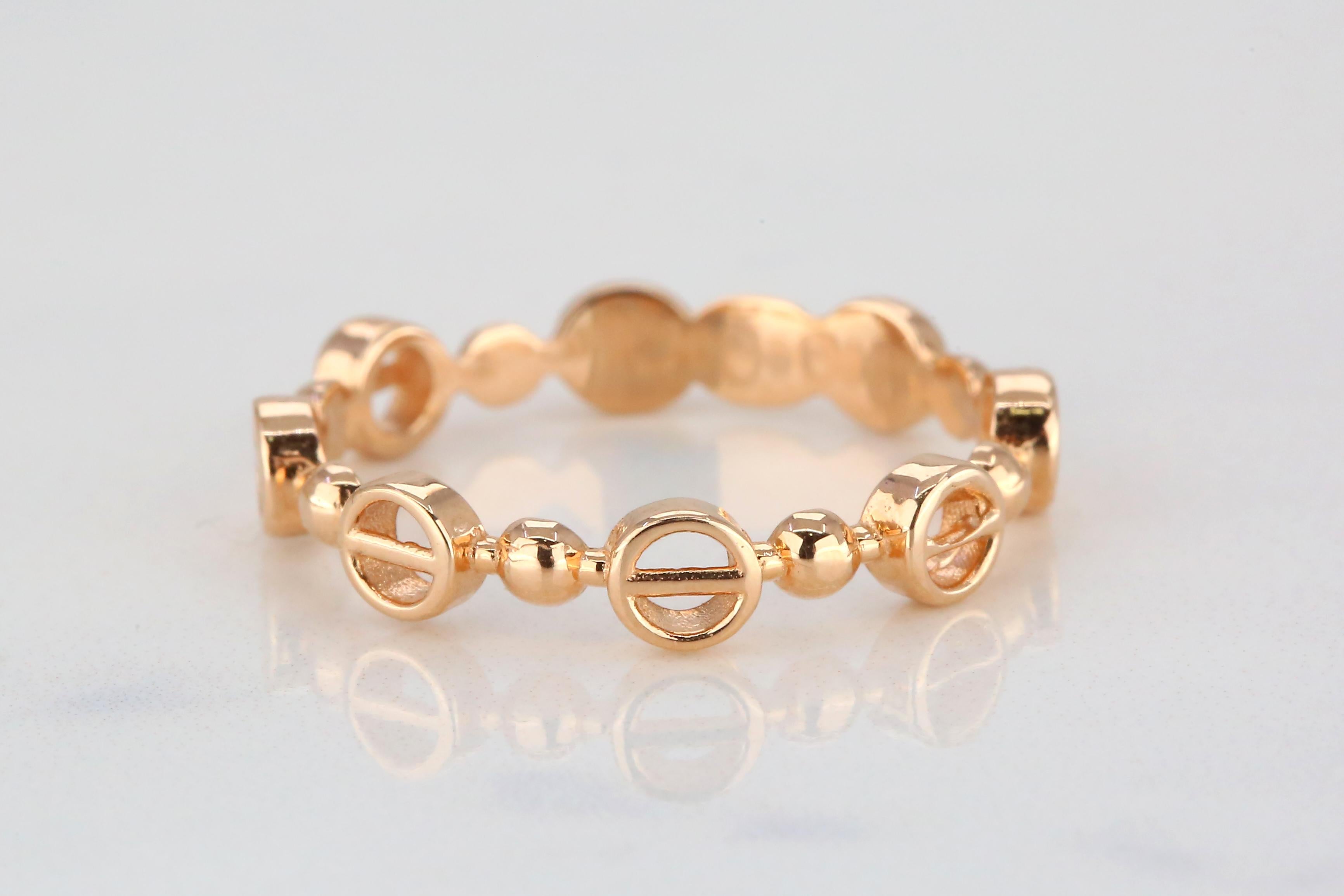 For Sale:  14K Gold Round Chain Link Ring, Modern Minimal Ring, Pinky Ring 6