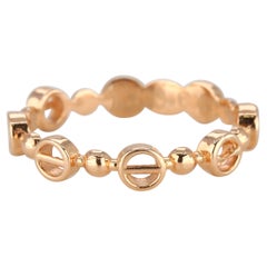 14K Gold Ring mit runder Kette, moderner minimalistischer Ring, rosafarbener Ring