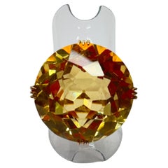 Anello sfaccettato con citrino rotondo in oro 14k