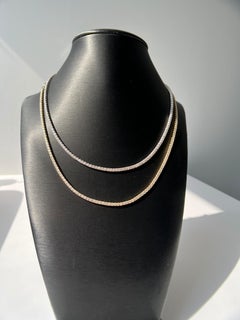 14k Gold Round Diamond Chain Tennis Necklace, Tennis Necklace, Choker Adjustable