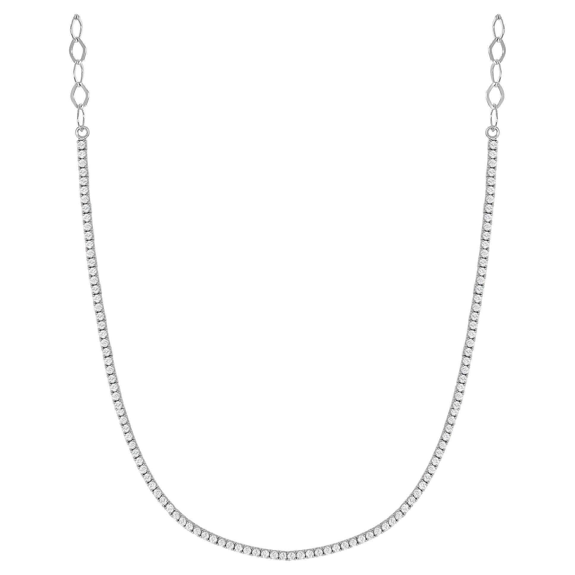 14k Gold Round Diamond Chain Tennis Necklace, Tennis Necklace, Choker Adjustable