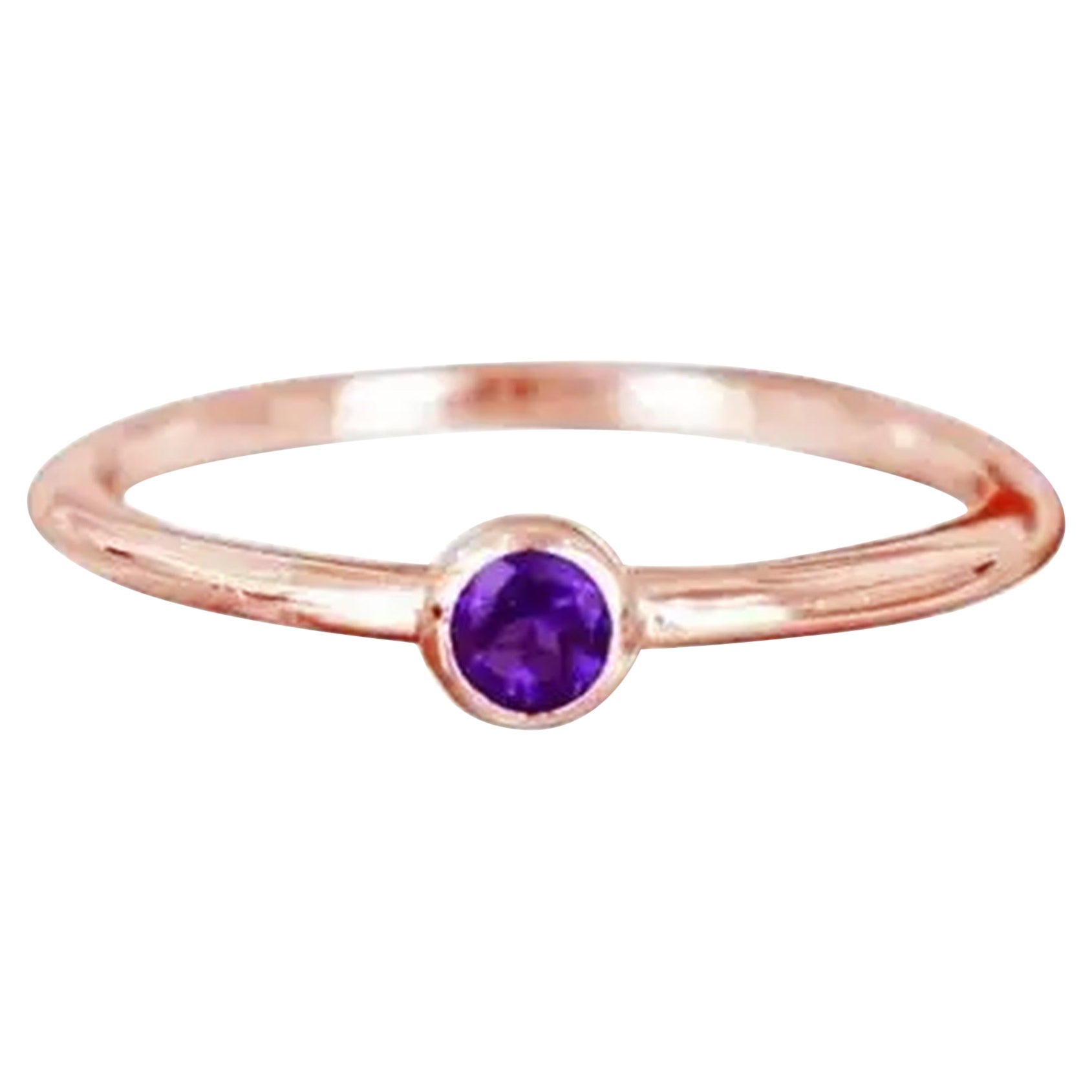14k Gold runder Edelstein 2,5 mm runder Edelstein Ring Stapelbar
