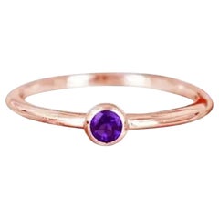 14k Gold Round Gemstone 2.5 mm Round Gemstone Ring Stackable Ring