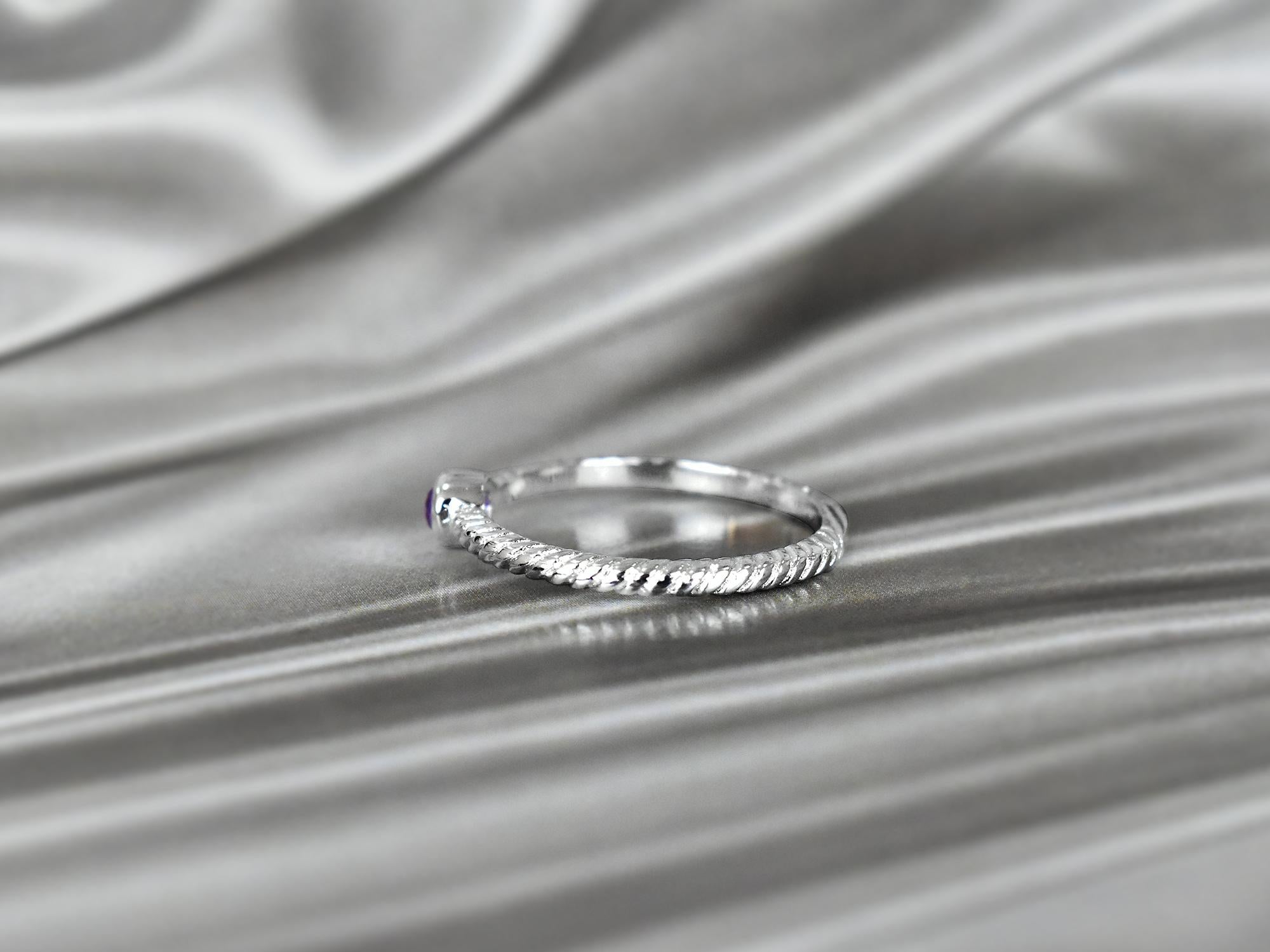 For Sale:  14k Gold Round Gemstone 3.5mm Round Gemstone Ring Birthstone Ring Stackable Ring 10
