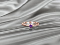14k Gold Round Gemstone 3.5mm Round Gemstone Ring Birthstone Ring Stackable Ring