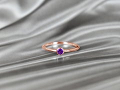 14k Gold Round Gemstone 2.5 mm Round Gemstone Ring Stackable Ring