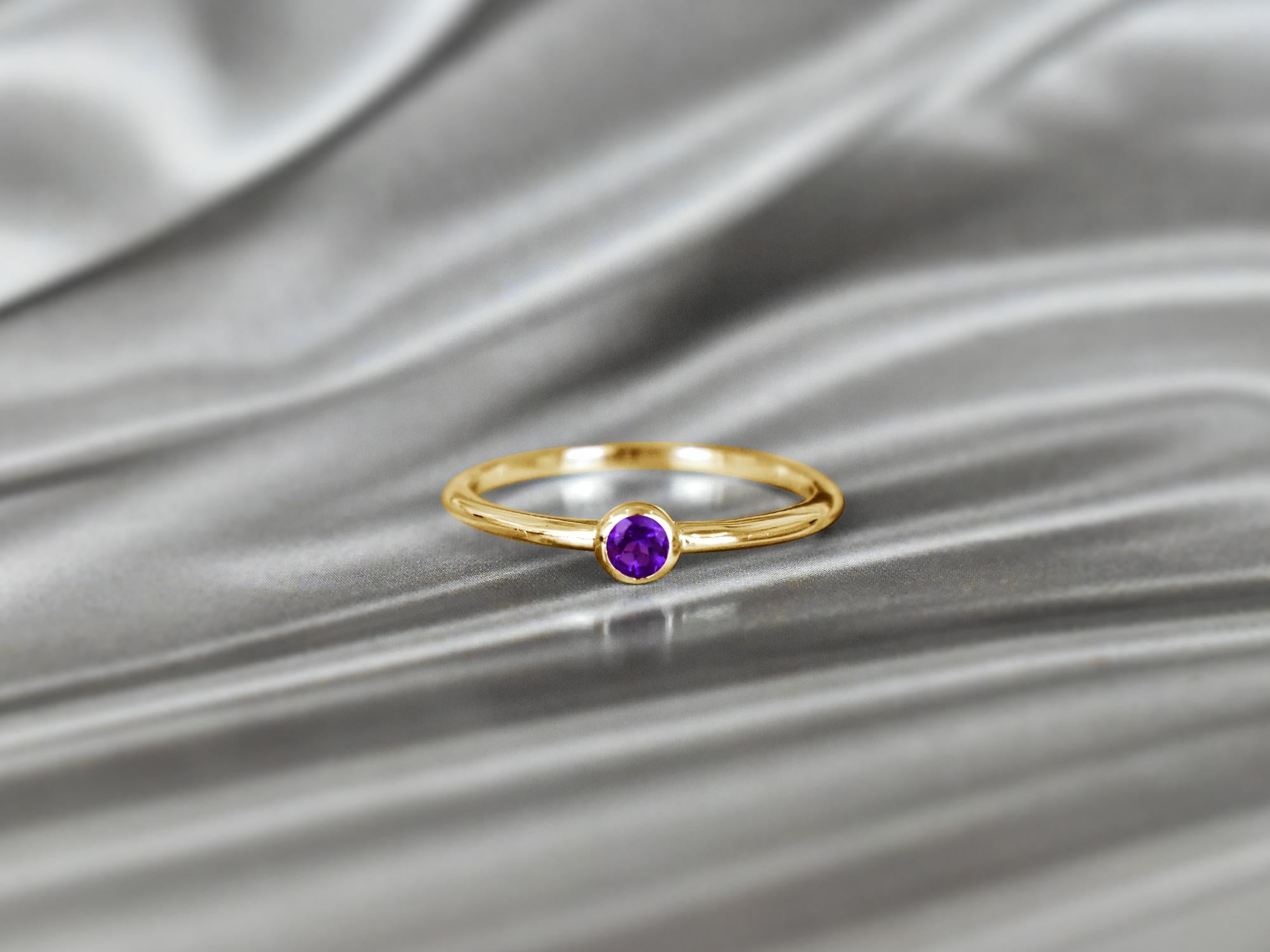 For Sale:  14k Gold Round Gemstone 2.5 mm Round Gemstone Ring Stackable Ring 3