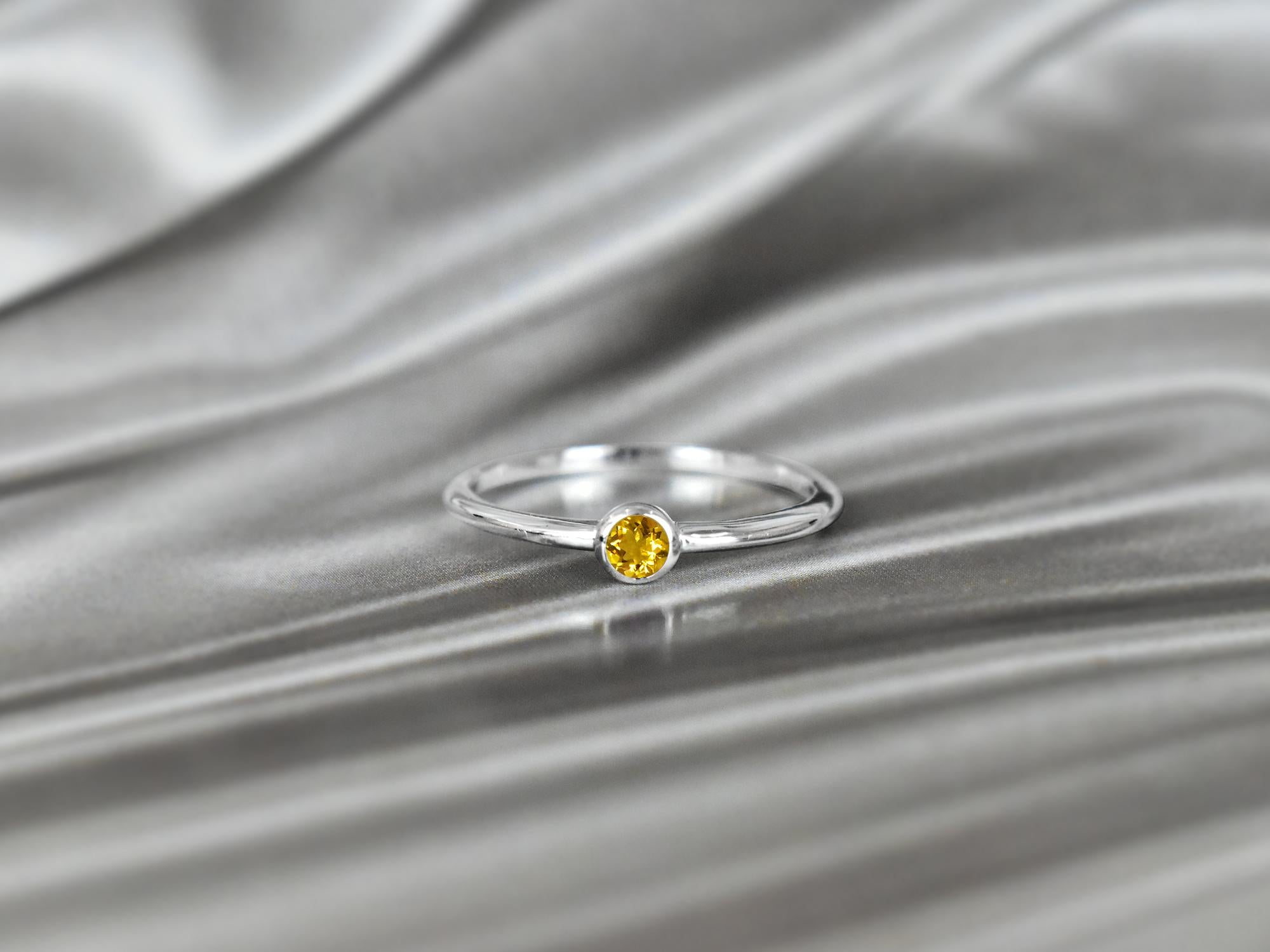 For Sale:  14k Gold Round Gemstone 2.5 mm Round Gemstone Ring Stackable Ring 5