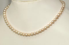 Royal 14k Solid Gold Round Golden Pearl necklace 7mm Freshwater pearl necklace