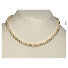 Collier Royal en or massif 14 carats, perle ronde et perle d'eau douce de 7 mm