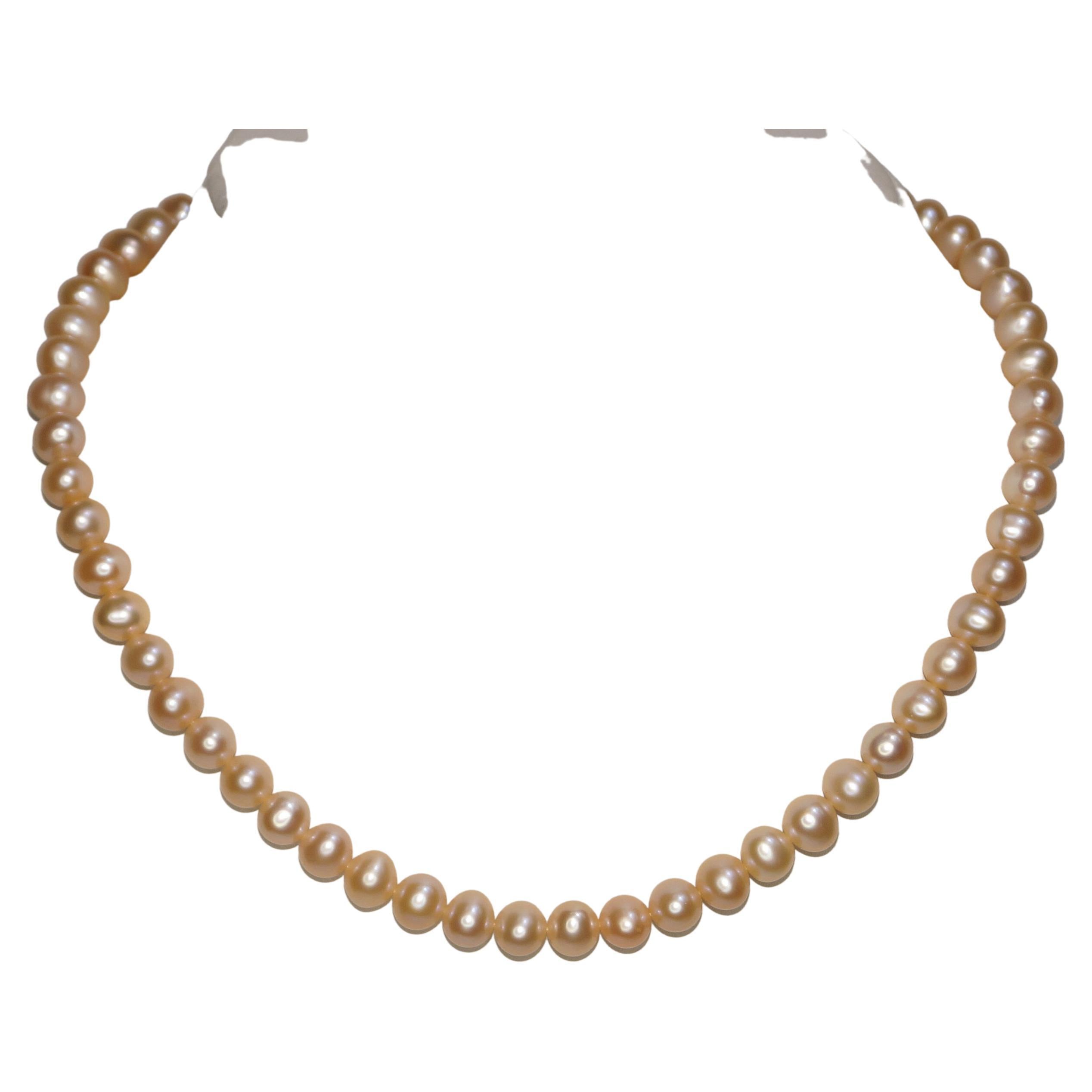 14k Gold Runde Goldene Perlenkette 8mm Süßwasser-Gold-Perlenkette Party-Halskette