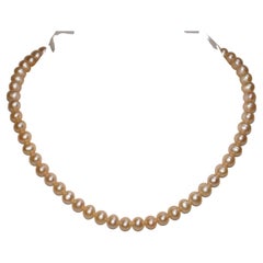 Collier de soirée en or 14 carats avec perles dorées rondes et perles d'eau douce de 8 mm