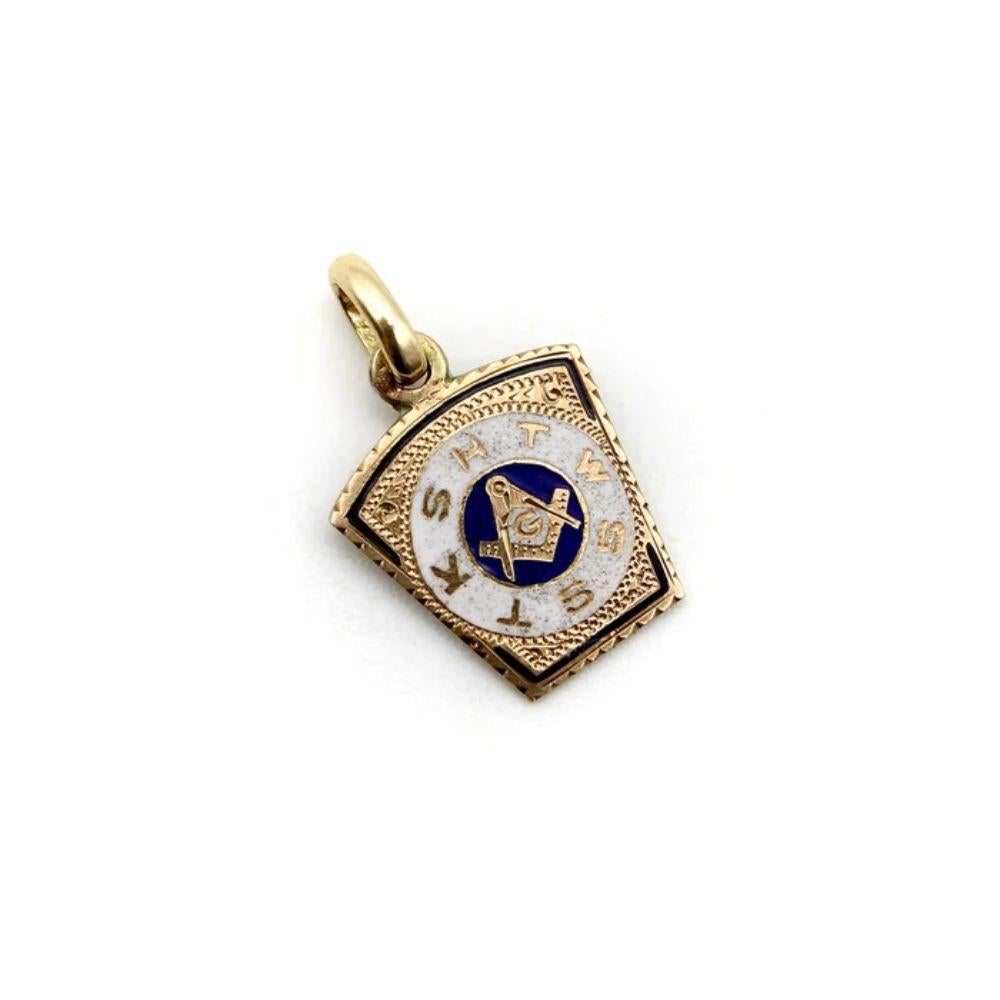 14k Gold Royal Arch Masonic Pendant With Enamel, circa 1910

This 14k gold keystone shaped pendant is rich with symbolism. Circa 1910, the charm is from the Royal Arch Masonry chapter of the Freemasons. The infamous square and compasses can be found