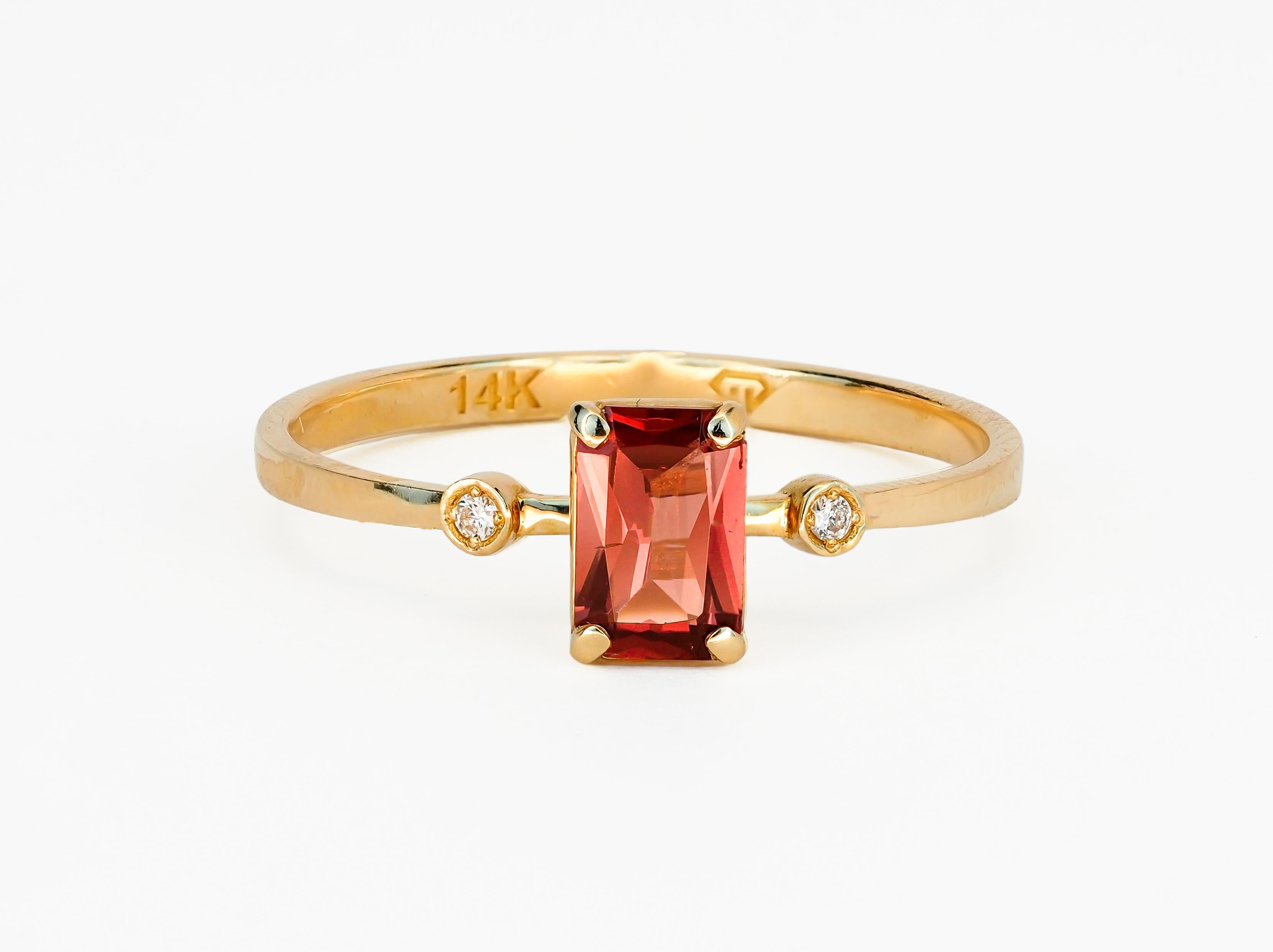 For Sale:  14 karat Gold Ring with Spinel and Diamonds 11