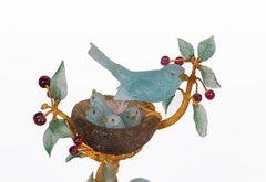 14K Gold, Ruby, and Aquamarine Study, "Birds and Nest in Cherry Tree" by Zadora