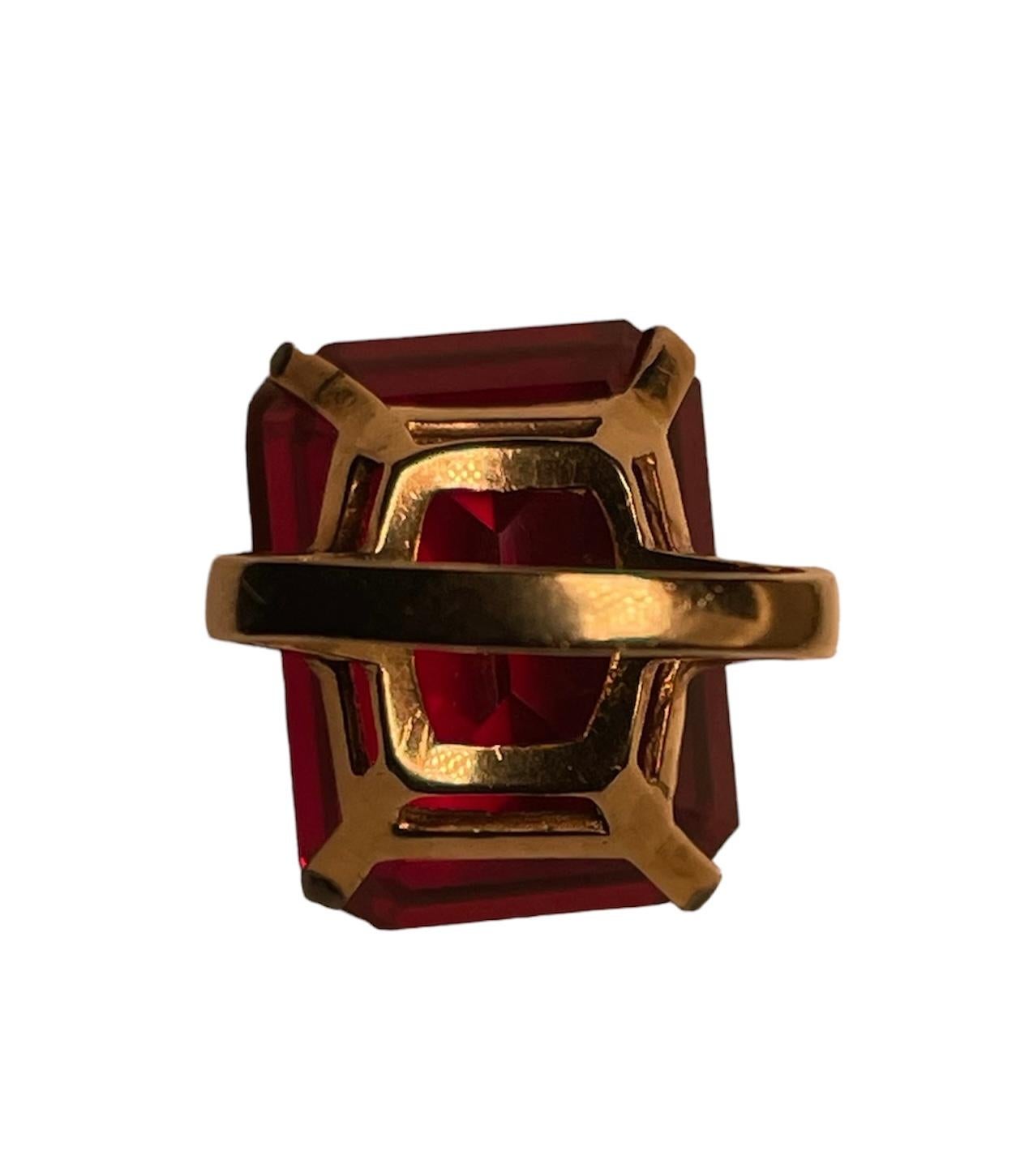 14K Gold Ruby Cocktail Ring For Sale 4