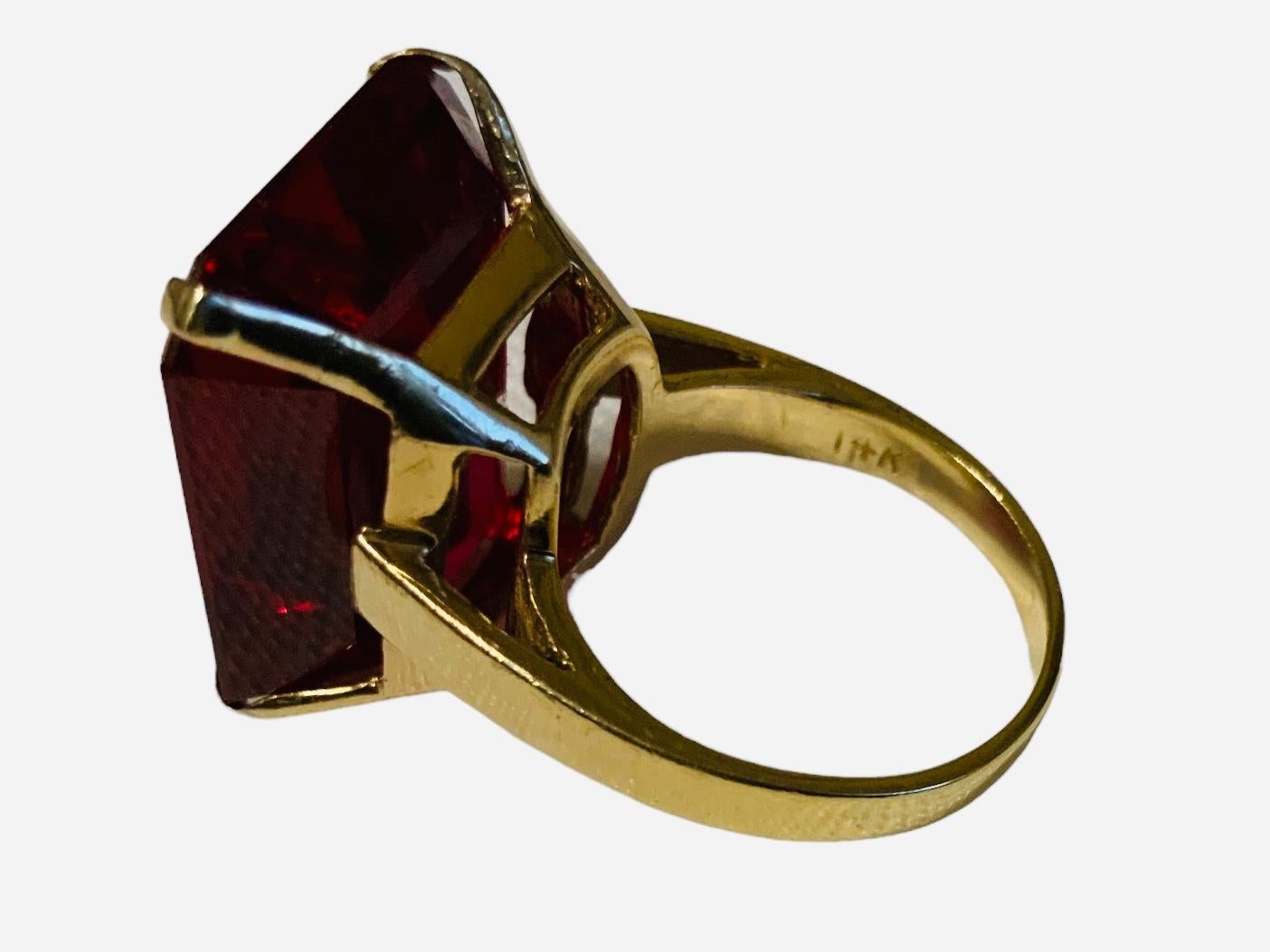 Women's or Men's 14K Gold Ruby Cocktail Ring For Sale
