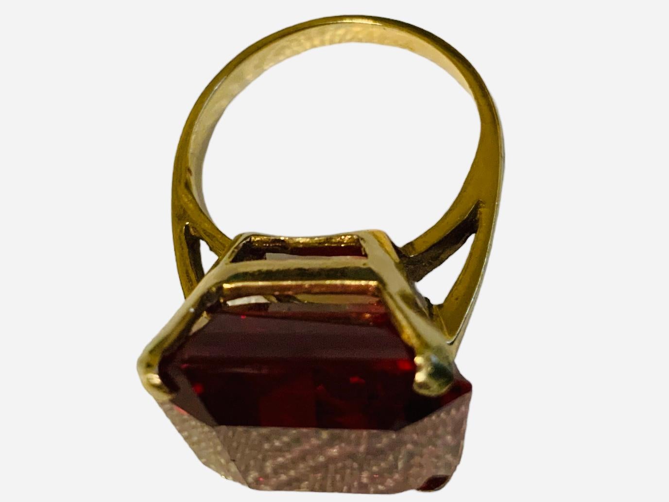 14K Gold Ruby Cocktail Ring For Sale 1