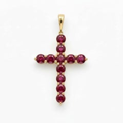 14k gold Ruby Cross Pendant