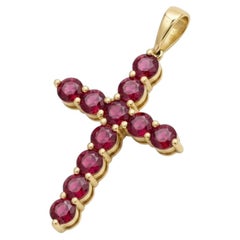 14k gold Ruby Cross Pendant