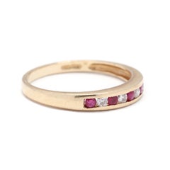 14K Gold, Ruby & Diamond Stackable Band Ring