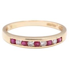 14K Gold, Ruby & Diamond Stackable Band Ring