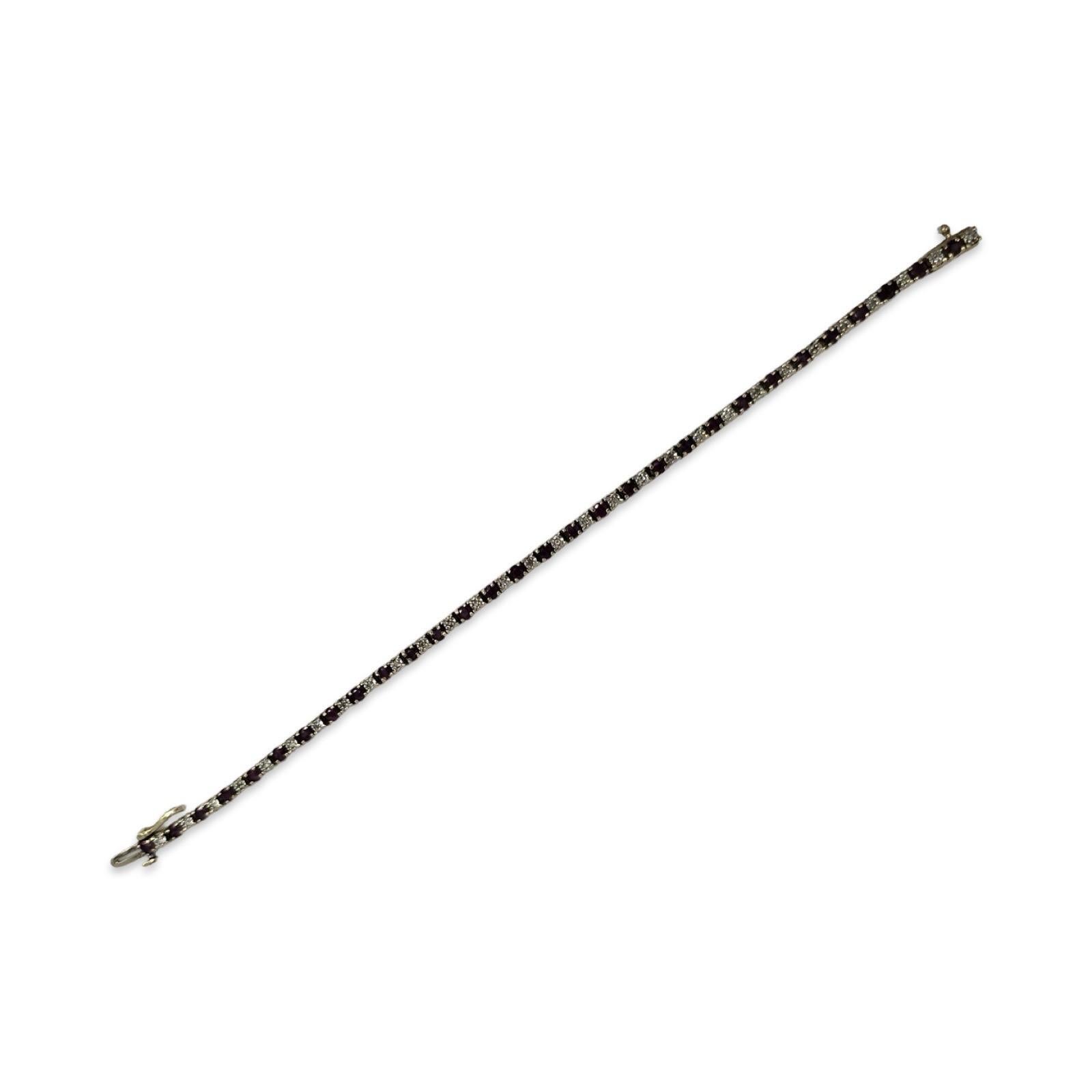 14K Gold Rubin & Diamant Tennisarmband - 2,25 tcw, 7 Zoll im Zustand „Hervorragend“ im Angebot in Miami, FL