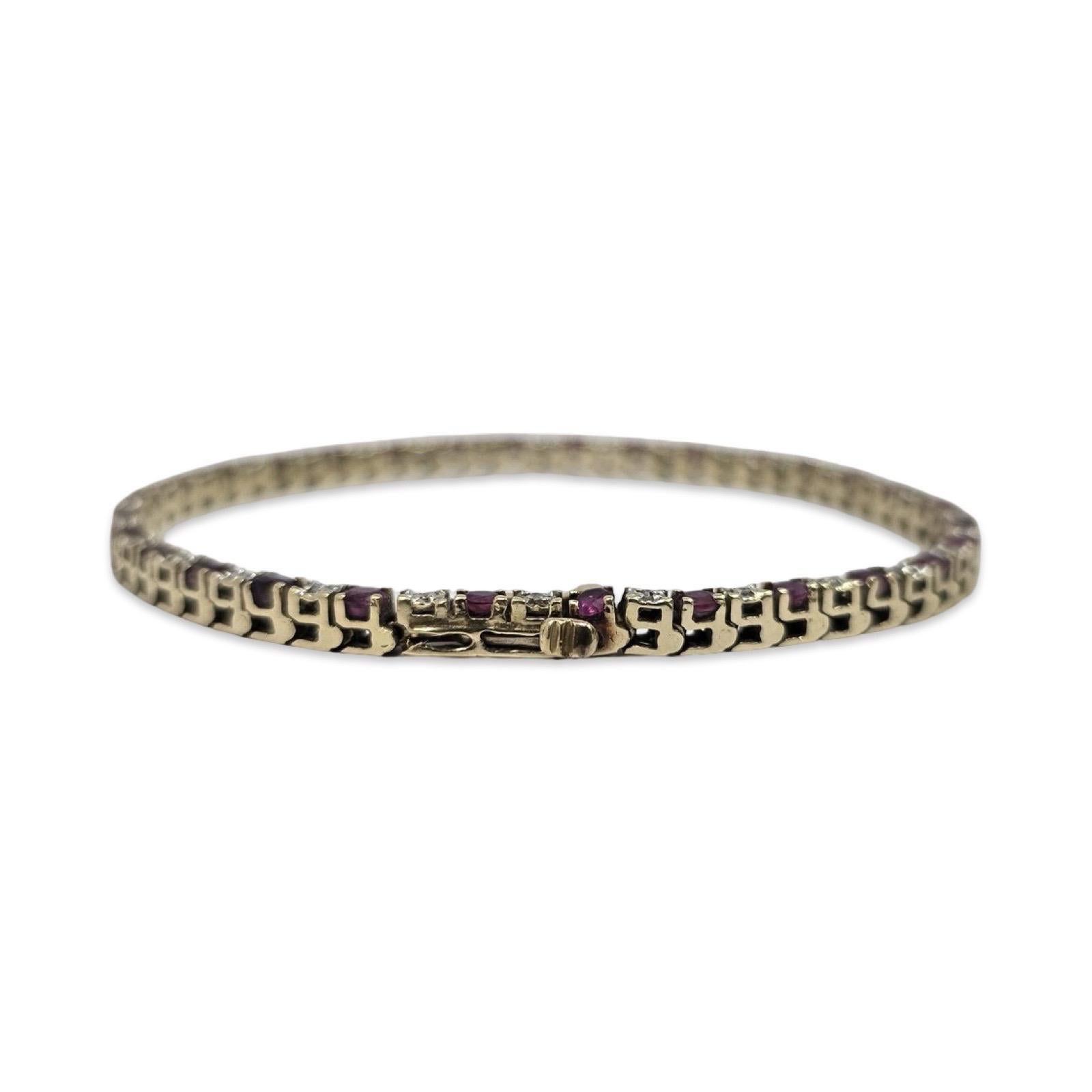 14K Gold Rubin & Diamant Tennisarmband - 2,25 tcw, 7 Zoll im Angebot 1