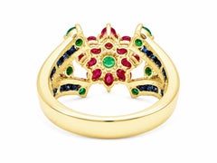 14K Gold Ruby Dome Ring 1.80 Ct Natural Ruby Dome Ring Emerald Ruby SapphireRing