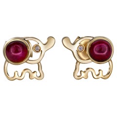 14k Gold Ruby Earrings Studs. 