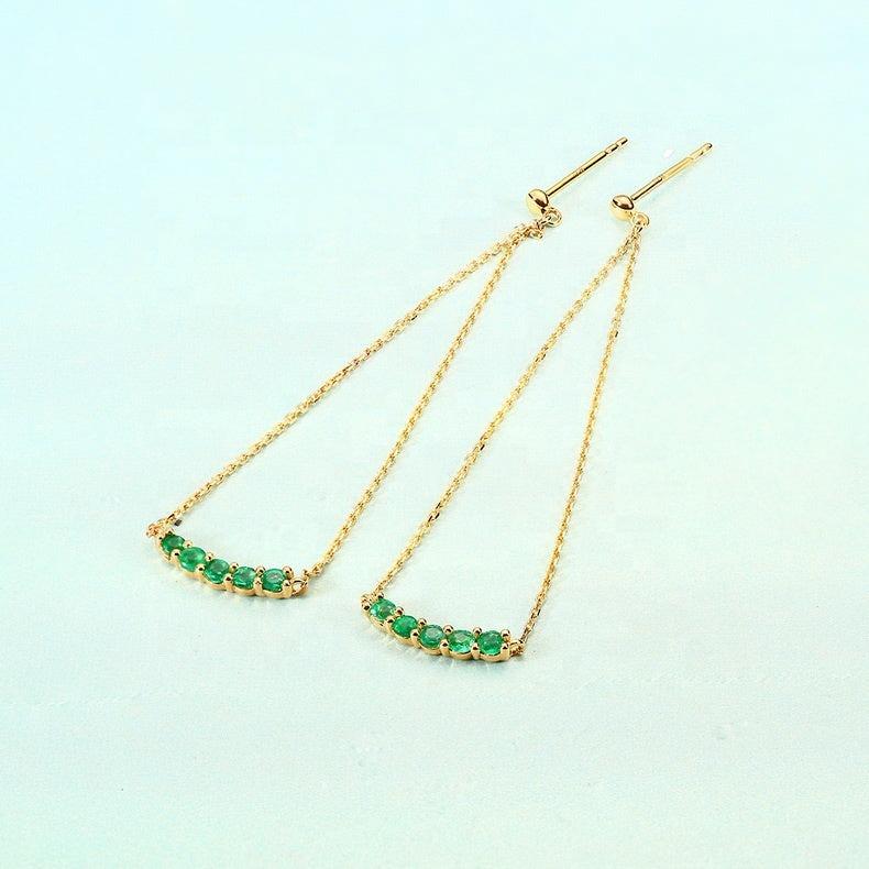 Taglio smeraldo Orecchini con rubino tondo in oro giallo 14K in vendita