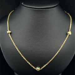 14k Gold Ruby Emerald Sapphire Amethyst Citrine & Diamond Station Necklace