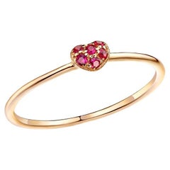 Heart Cluster Round Ruby 14K Rose Gold Ring