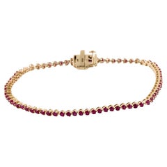 14K Gold Ruby Link Bracelet - Fine Jewelry, Timeless Elegance, Stunning Piece