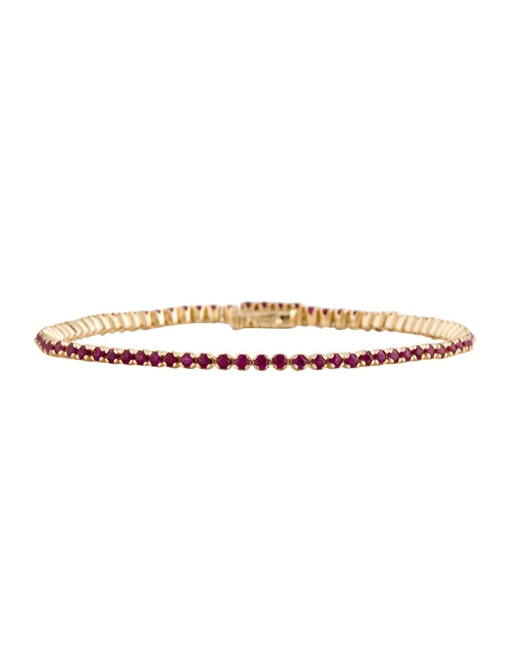 Indulge in the timeless elegance of this exquisite 14K Yellow Gold Ruby Link Bracelet, adorned with stunning Round Modified Brilliant Rubies, each radiating with captivating allure.

Specifications:

* Metal Type: 14K Yellow Gold
* Gemstone:
*
