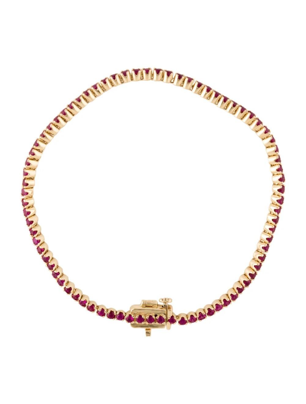 14K Gold Ruby Link Bracelet - Timeless Design, Stunning Ruby Gems, Jewelry Piece In New Condition For Sale In Holtsville, NY