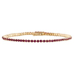 14K Gold Ruby Link Bracelet - Timeless Design, Stunning Ruby Gems, Jewelry Piece