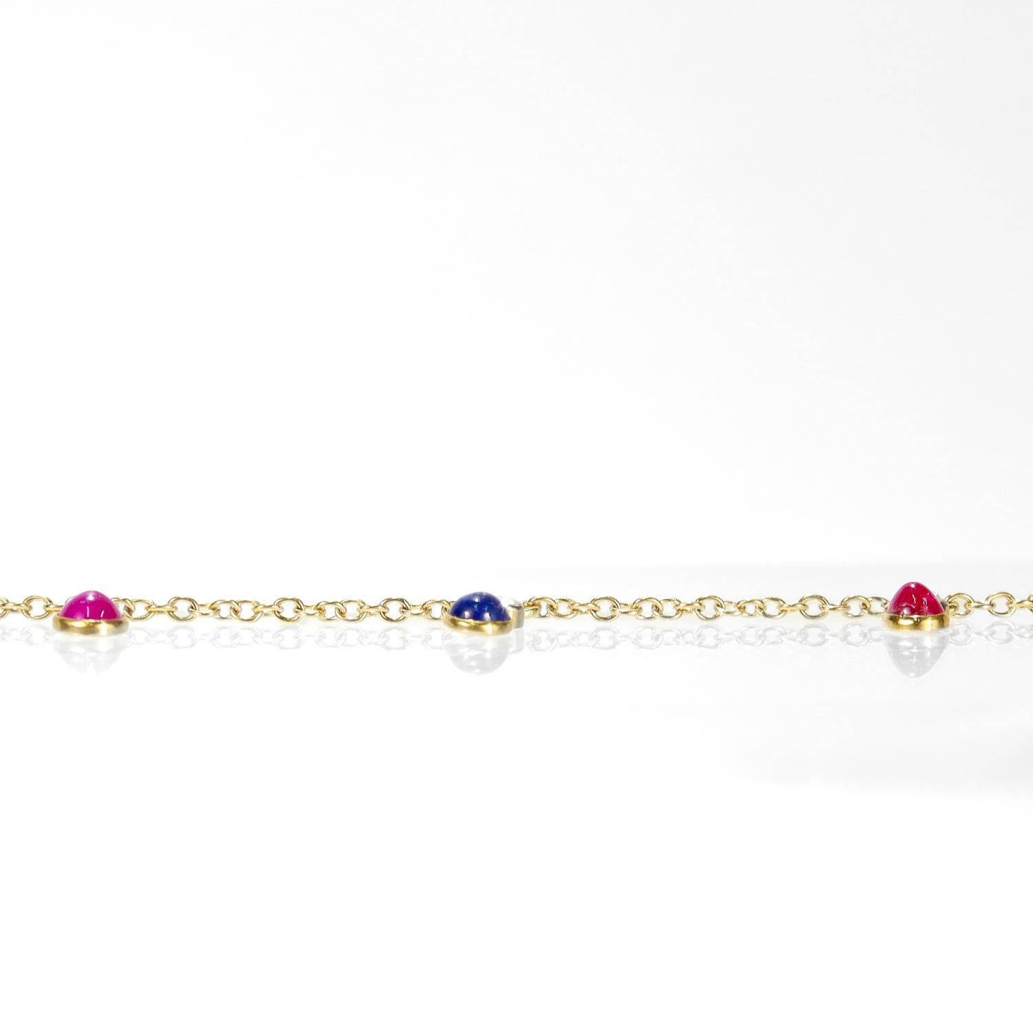 Collar de oro de 14 quilates, rubí, zafiro y diamantes con gota de estación en venta 6