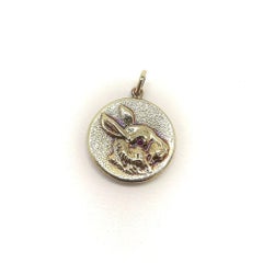 14k Gold & Rubin viktorianisch inspirierter Kaninchen-Anhänger-Anhänger mit Signatur