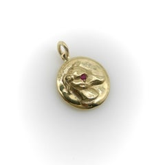14K Gold & Ruby Victorian Inspired Signature Whippet Pendant-Charm