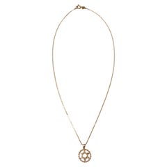 14k Gold S-Link Chain Star Of David Pendant Necklace circa 1990s