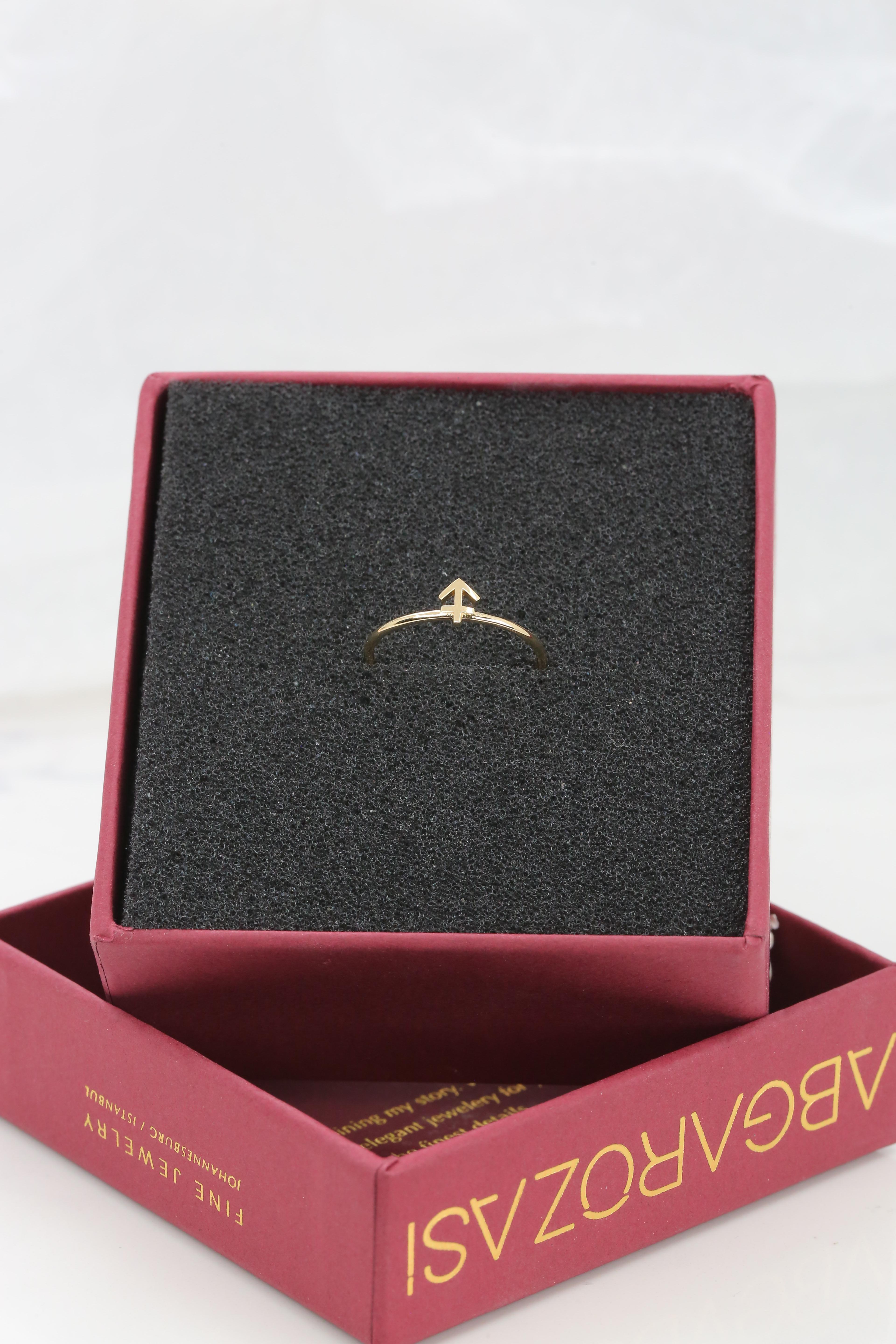 For Sale:  14K Gold Sagittarius Ring, Sagittarius Sign Gold Ring 3