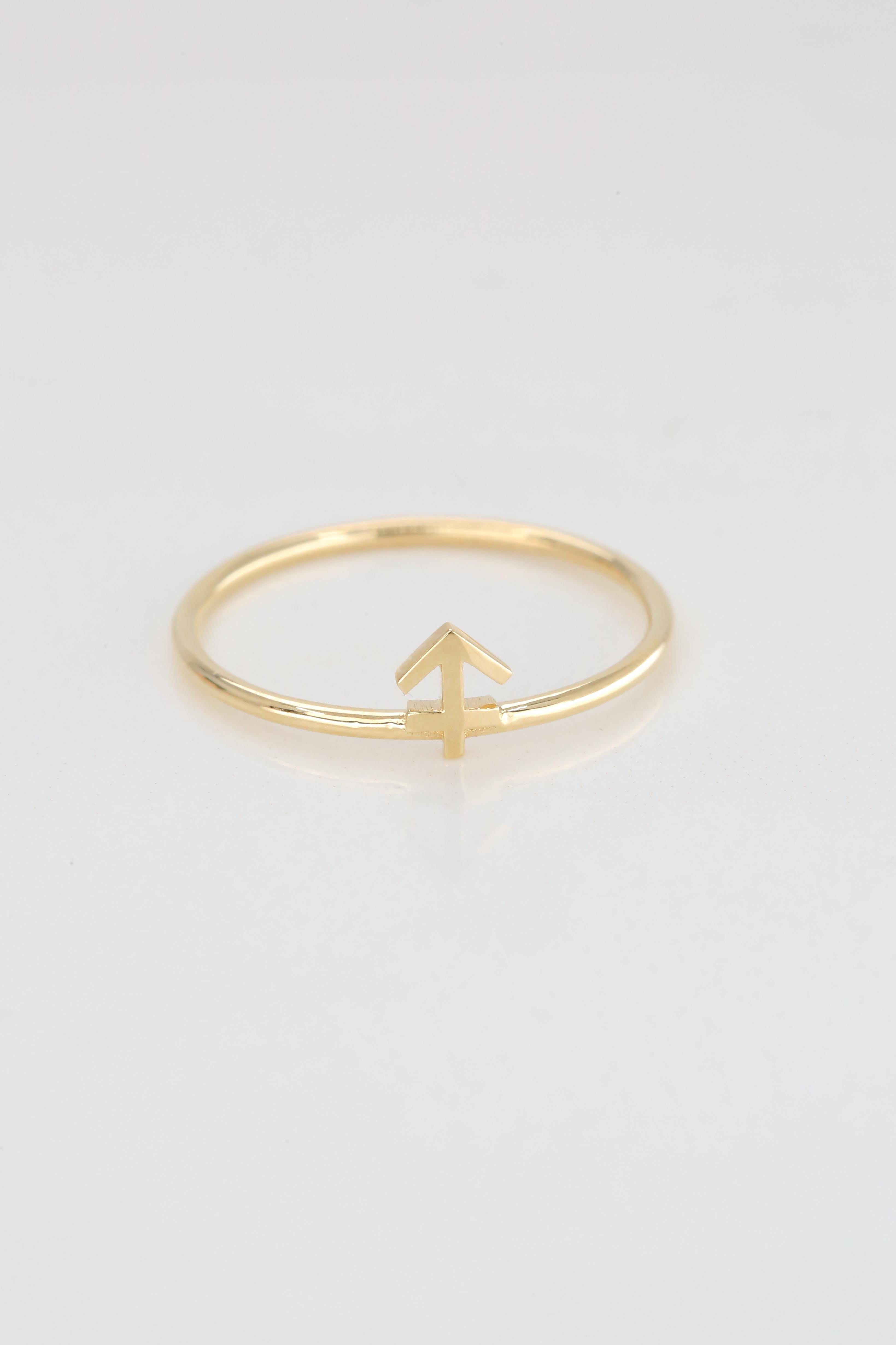 For Sale:  14K Gold Sagittarius Ring, Sagittarius Sign Gold Ring 5