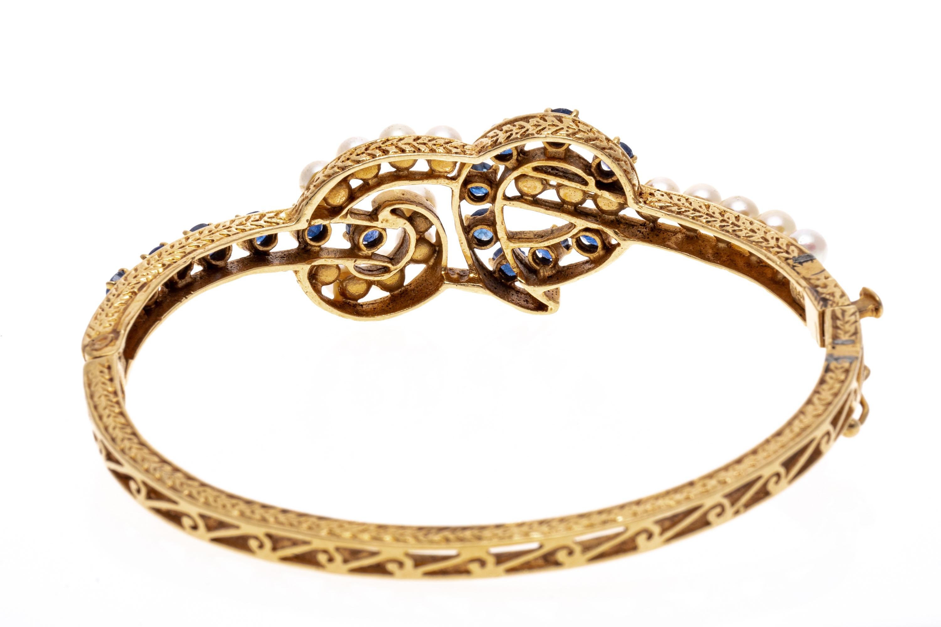 14K Gold, Saphir und Zuchtperle Knotenmotiv-Armband Damen im Angebot