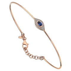 14k gold Sapphire and Diamond Evil Eye Bracelet