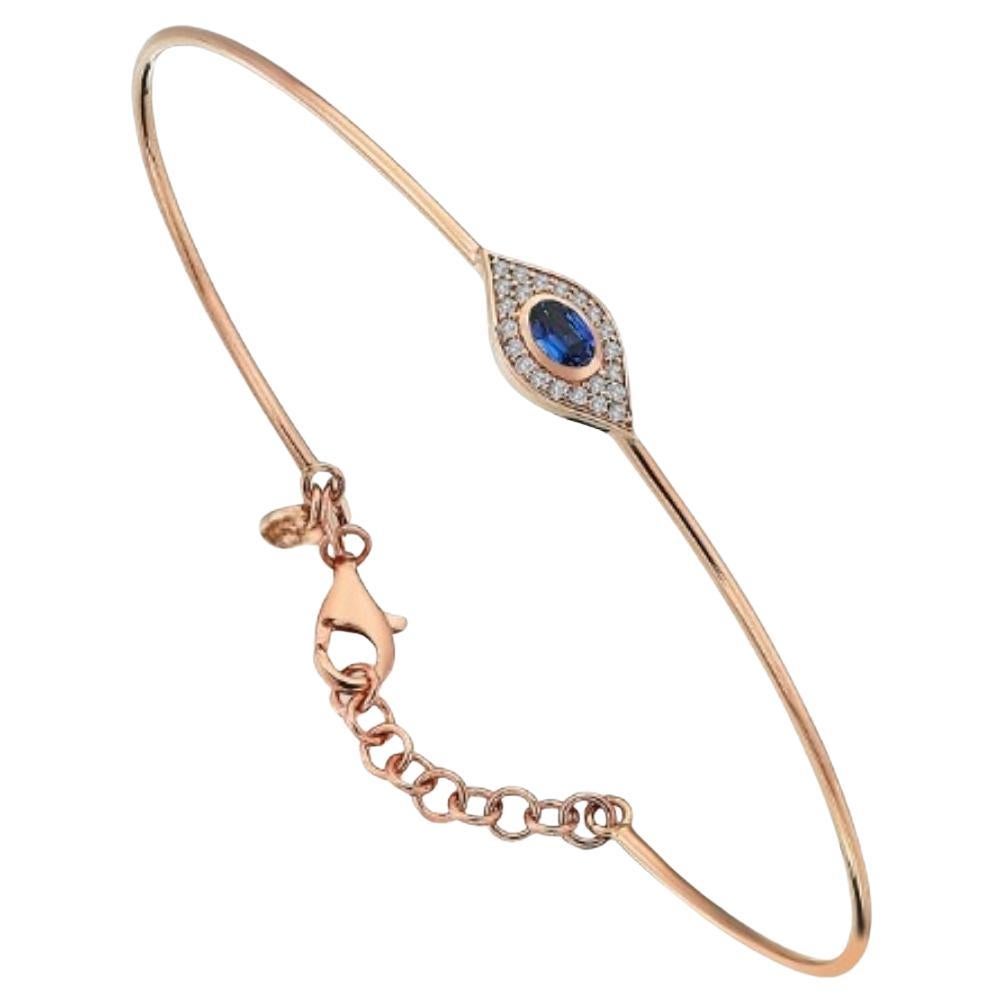 14k gold Sapphire and Diamond Evil Eye Bracelet For Sale