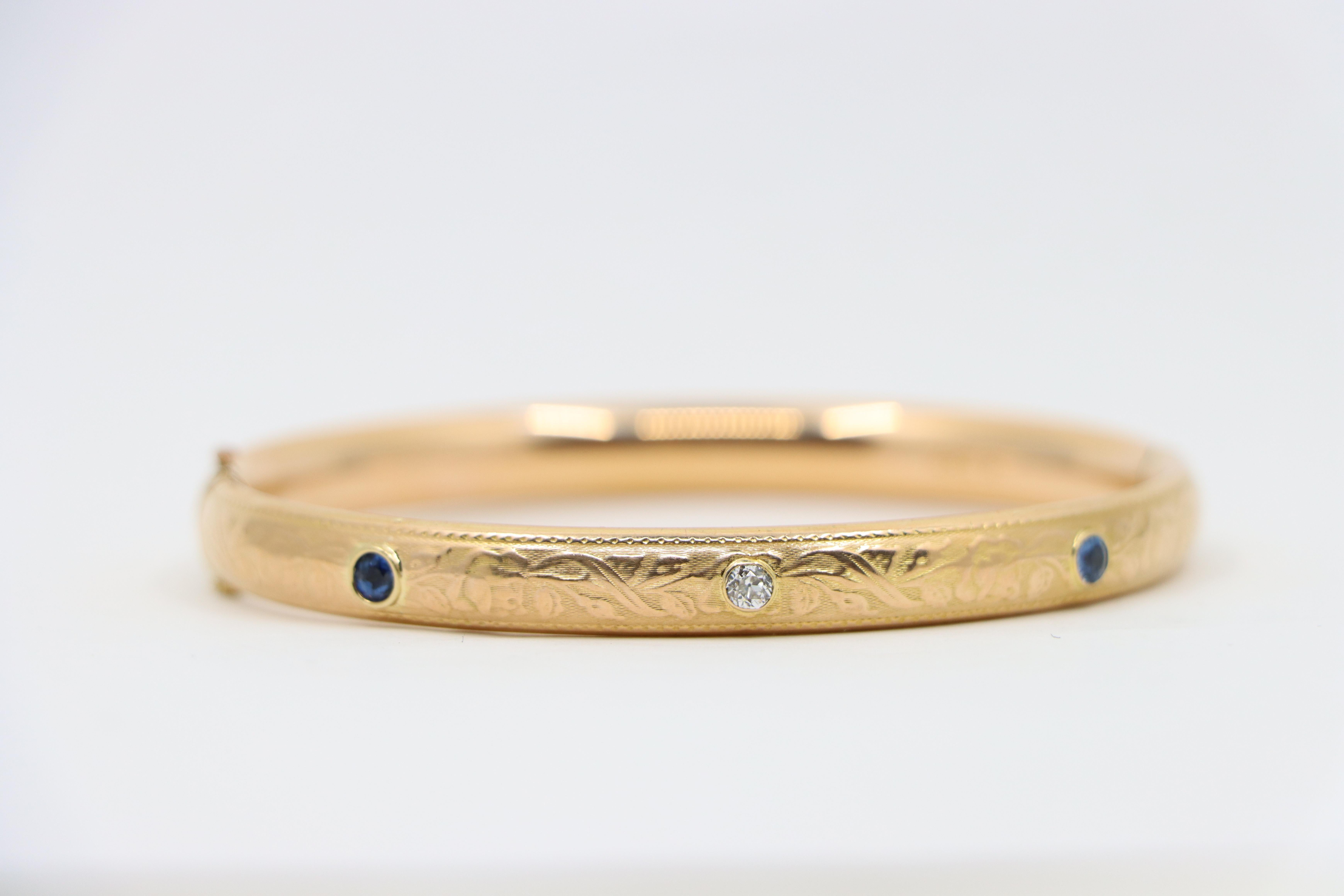 Pulsera Zafiro Diamante Oro 14K Corte redondo